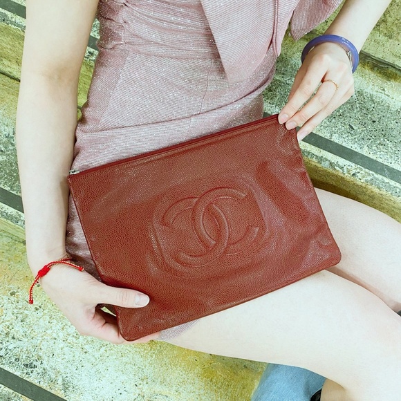 Chanel Red Leather Clutch - Picture 3 of 16
